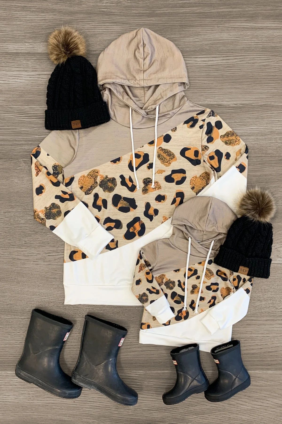 Mom & Me - Khaki, Cheetah & White Hoodie | Sparkle In Pink