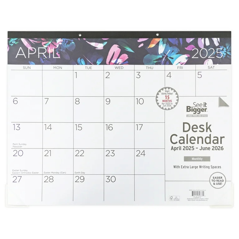 See it Bigger Monthly Desk Pad Calendar Large (22″ x 17″) Blue, 15 month, Apr 2025-Jun 2026 | Walmart (US)