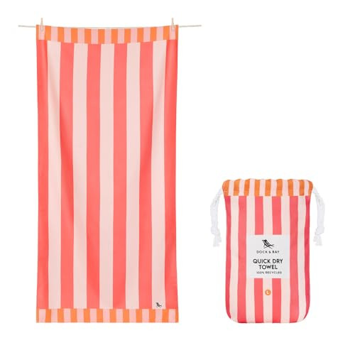 Dock & Bay Beach Towel - Quick Dry, Sand Free - Compact, Lightweight - 100% Recycled - Includes Bag - Raspberry Road - Large (160x90cm, 63x35) | Amazon (US)