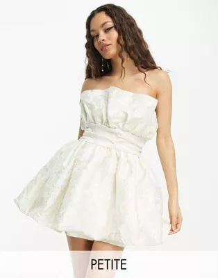 Collective the Label Petite exclusive structured bandeau mini dress in textured ivory | ASOS (Global)