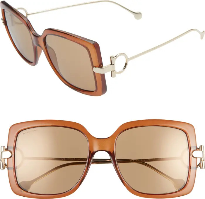 Salvatore Ferragamo Gancio 55mm Square Sunglasses | Nordstrom Rack