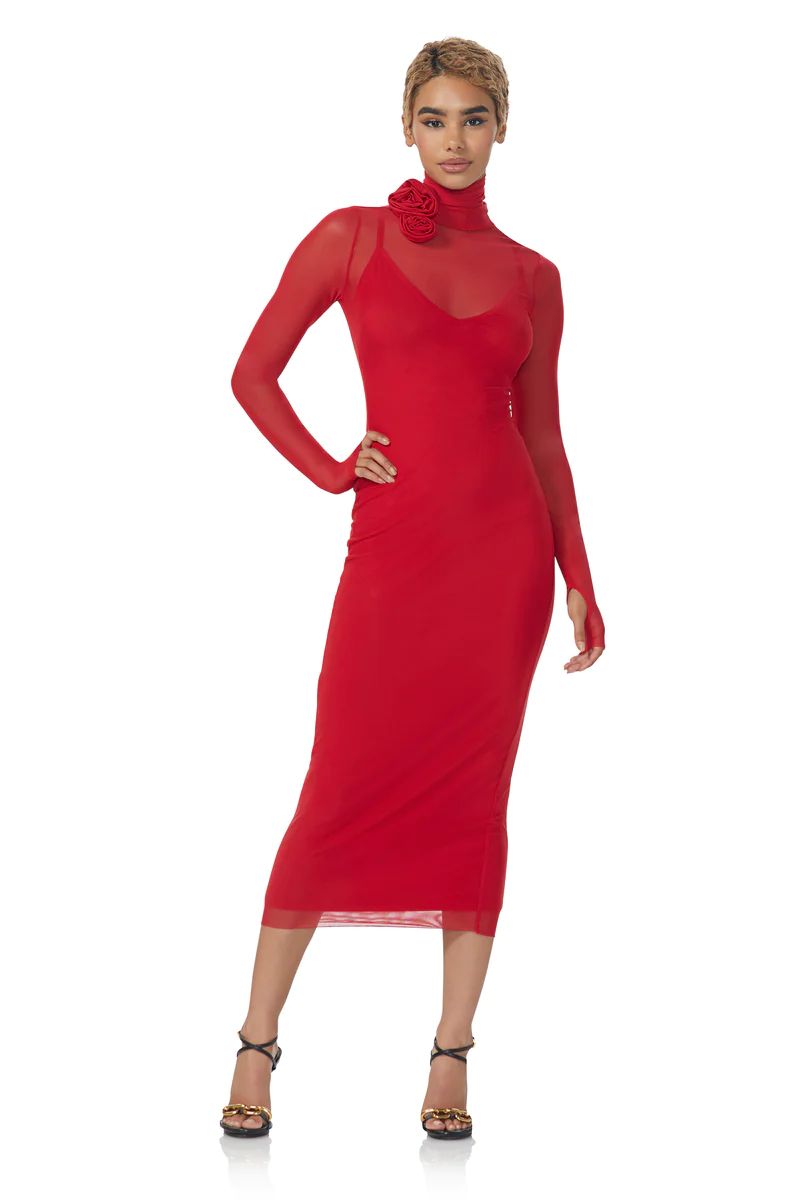 Shailene Rosette Dress - Jester Red | ShopAFRM