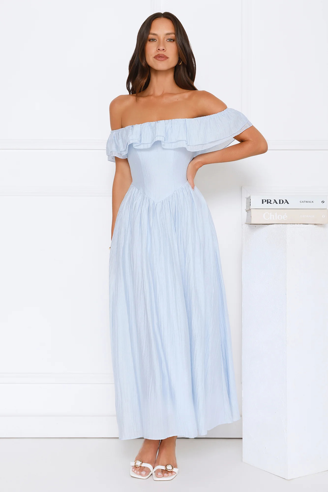 Twilight Sonata Off Shoulder Maxi Dress Blue | Hello Molly (US)