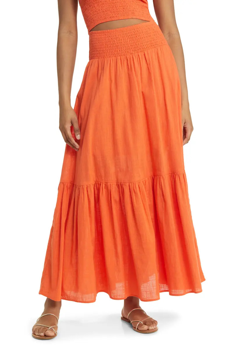 Billabong In the Palms Tiered Cotton Maxi Skirt | Nordstrom | Nordstrom