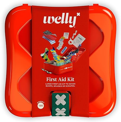 Welly First Aid Kit - Adhesive Flexible Fabric and Waterproof Bandages, Tape Non-Stick Pads, Butt... | Amazon (US)