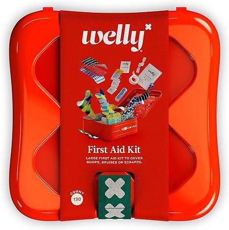 Welly First Aid Kit - Adhesive Flexible Fabric and Waterproof Bandages, Tape Non-Stick Pads, Butt... | Amazon (US)