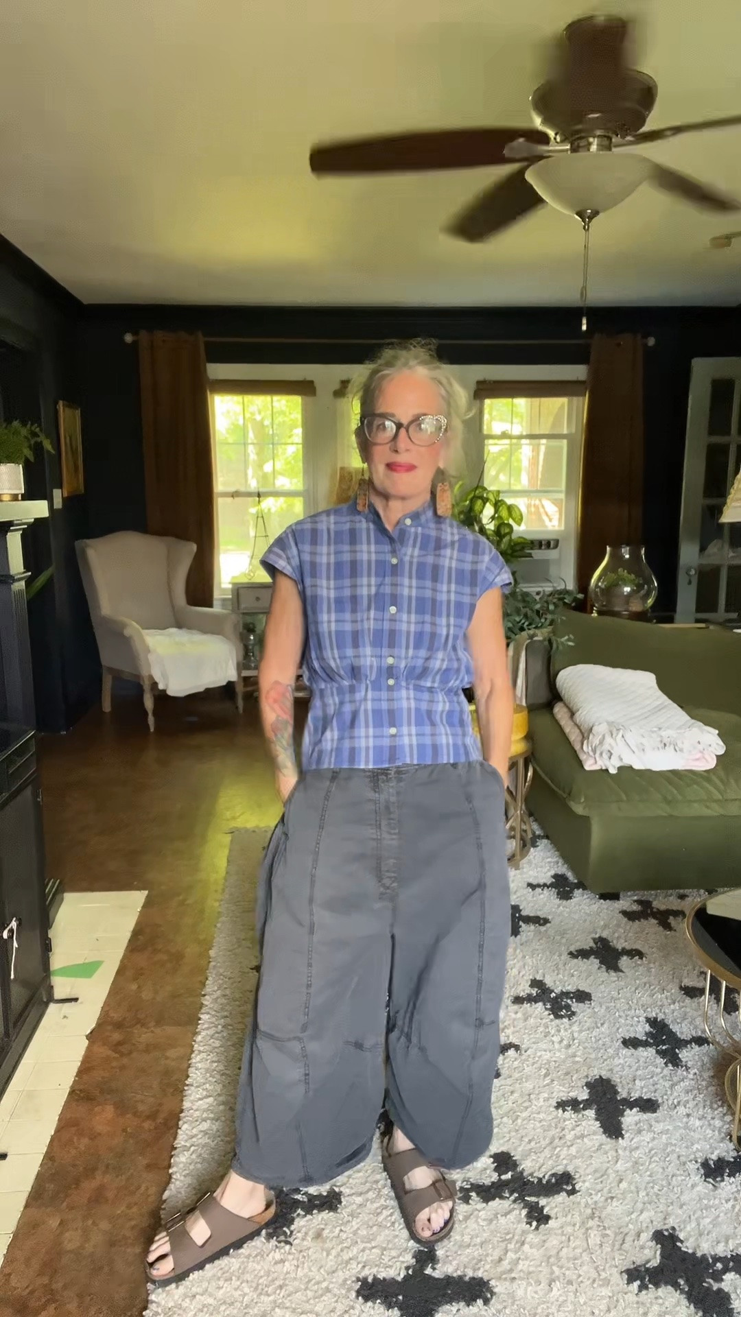 OOTD for 8/23/2026. 
Shirt is an up-cycled men’s shirt.

#LTKdayinmylife #LTKgrwm #LTKootd