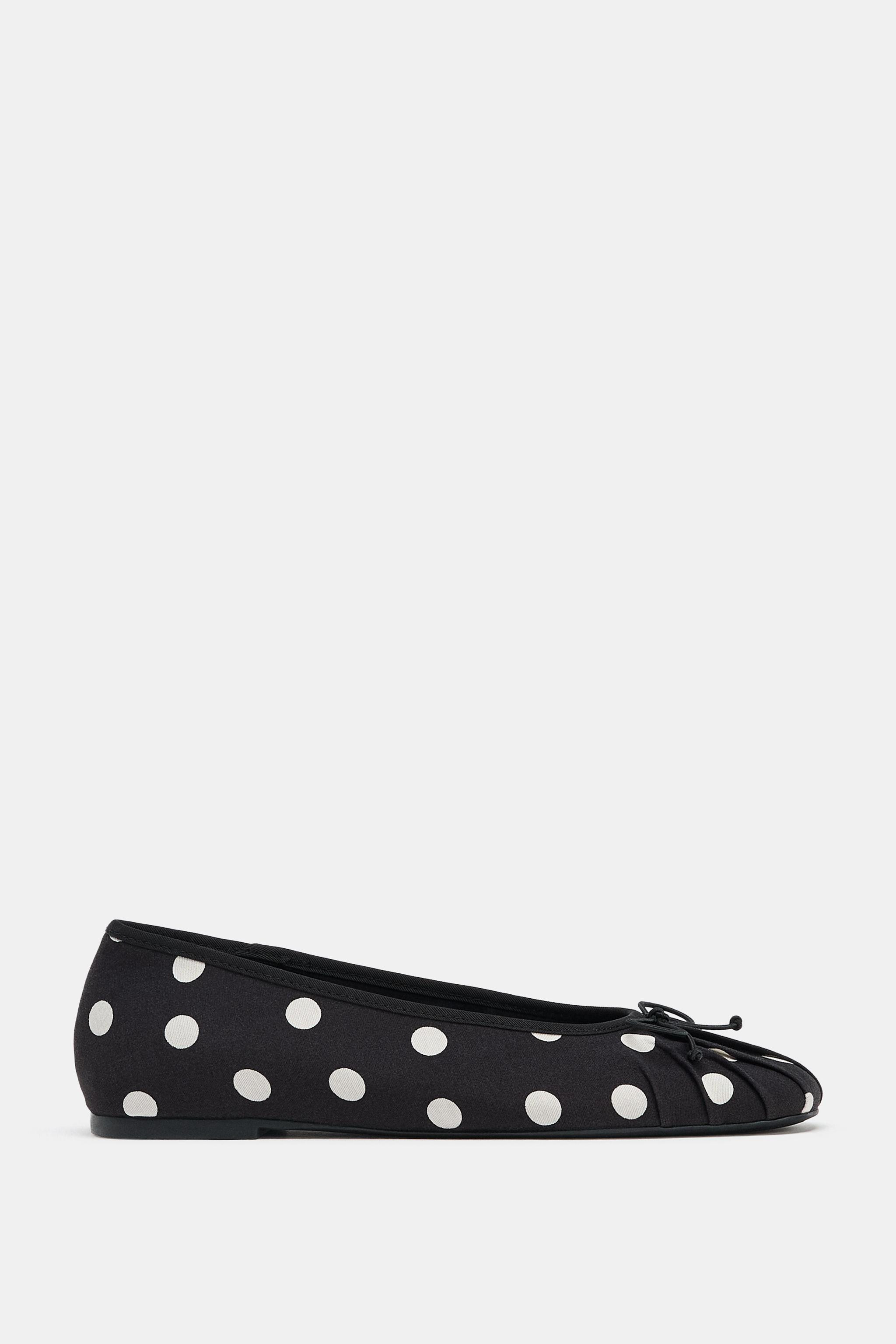 POLKA DOT BALLET FLATS WITH BOW | Zara US