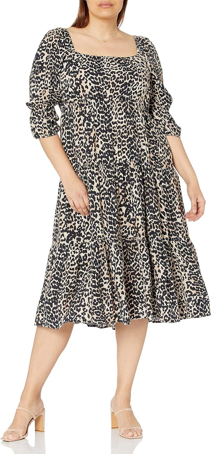The Drop Women's Keyla Puff Sleeve Square Neck Tiered Midi Dress | Amazon (US)