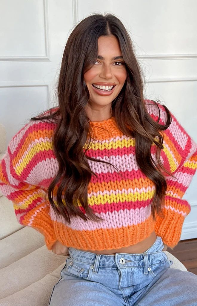 Belmont Pink Stripe Sweater | Beginning Boutique (US)