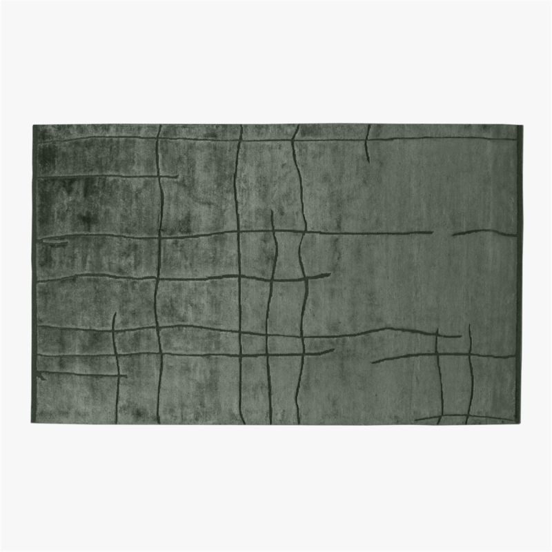 Hogan Hand-Knotted Dark Green Viscose Area Rug 5'x8' + Reviews | CB2 | CB2