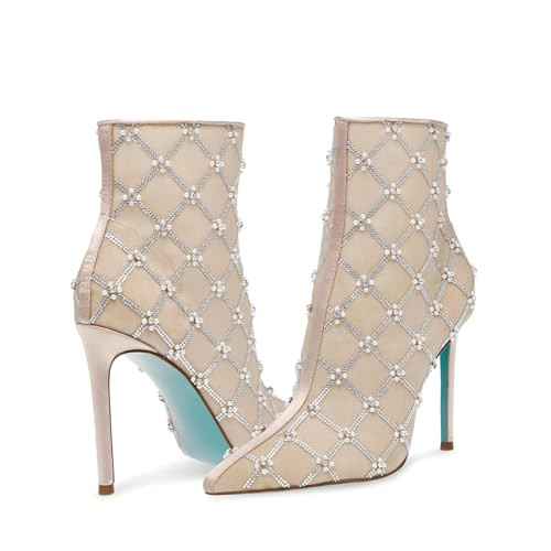 Betsey Johnson Womens Larkk Embellished Mesh Booties | Amazon (US)