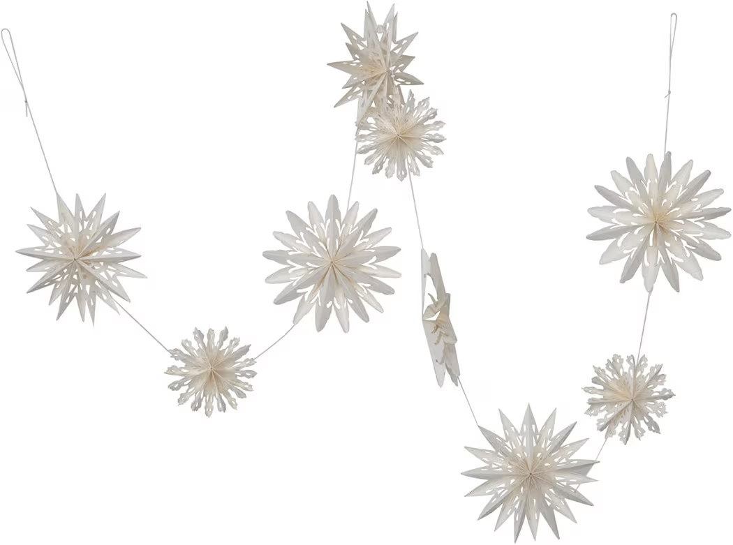 Creative Co-Op Snowflake Garland in Kraft Box, White | Amazon (US)