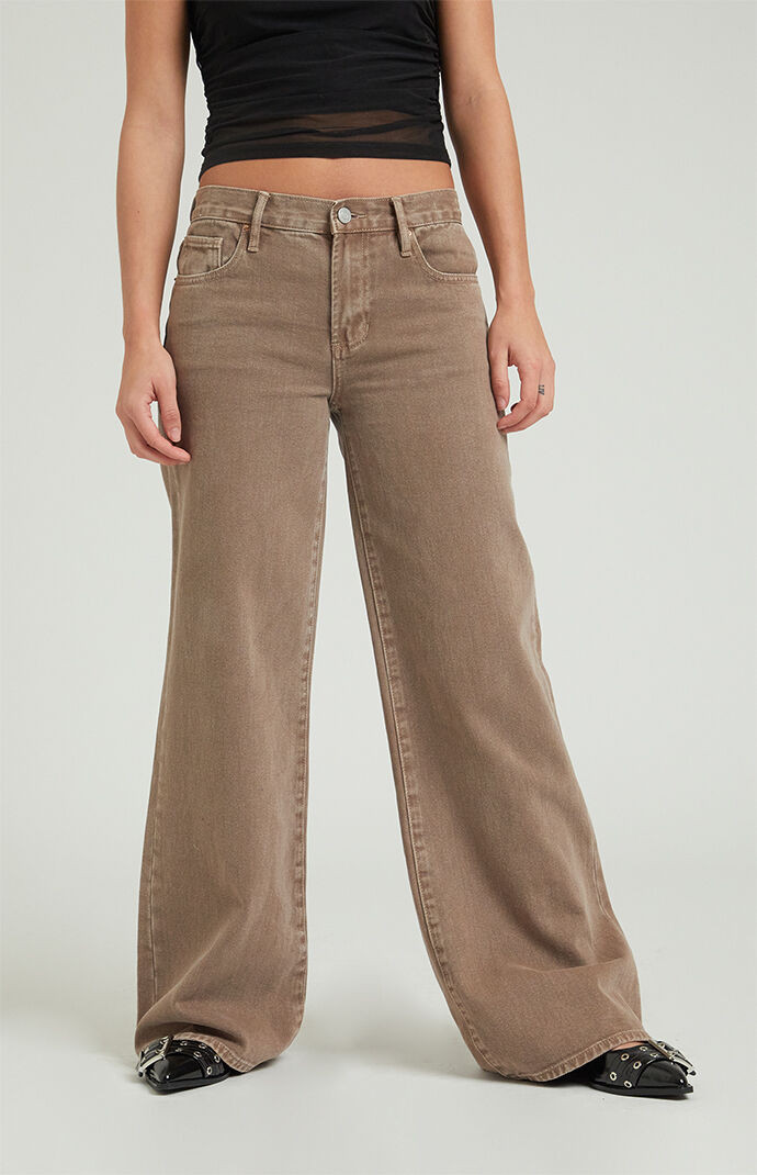 Women's Brown Low Rise Extreme Baggy Jeans - Size 25 | PacSun