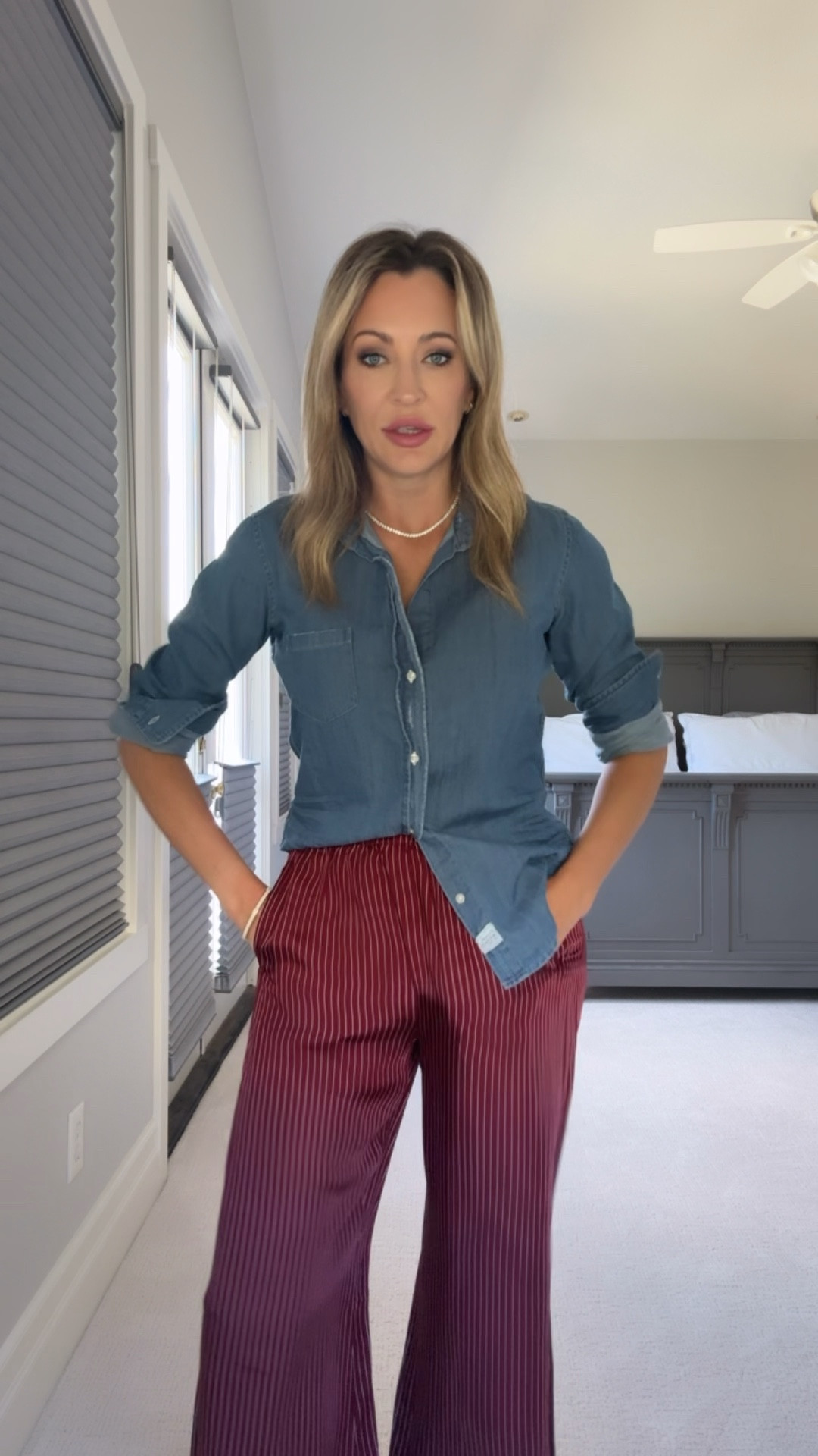 The best silky wide leg pants for fall. Pair these burgundy satin pants with a burgundy or dark red sweater when it gets chilly they are so comfortable and true to size. I am in a size small.  Fall outfit fall style 

#LTKStyleTip #LTKOver40 #LTKSeasonal