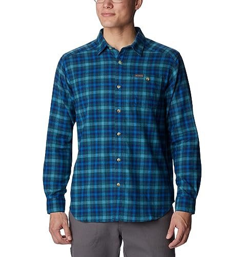 Columbia Men's Cornell Woods Flannel Long Sleeve Shirt, Bright Indigo Tartan Ombre, Small | Amazon (US)