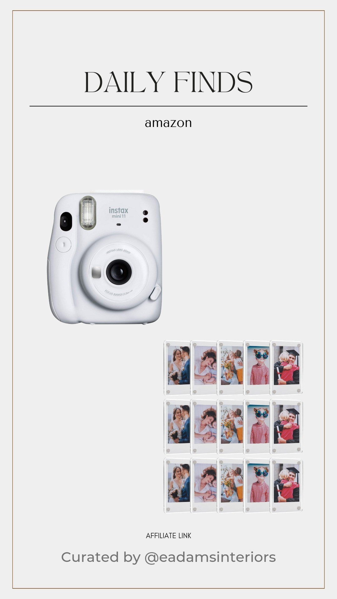 This is one of my favorite finds. These magnetic Polaroid frames are the perfect minimal touch for your fridge. Take photos with the instax camera and instantly frame them. So so cute!

#LTKHome #LTKGiftGuide #LTKSaleAlert