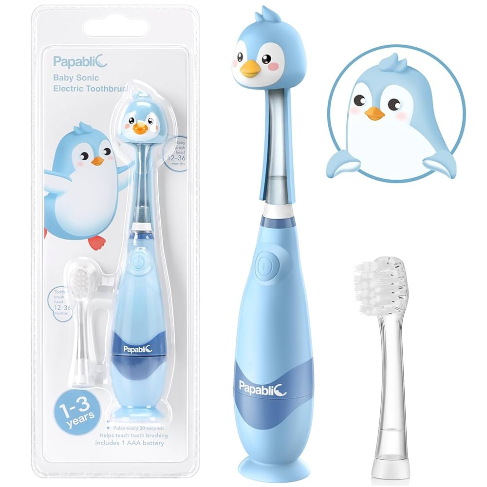 Papablic Toddler Sonic Electric Kids Toothbrush for Ages 1-3 Years, Baby Electric Toothbrush with... | Amazon (US)
