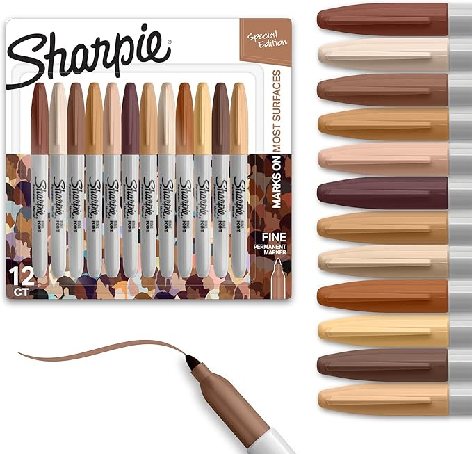 Sharpie Permanent Markers, Special Edition Portrait Colors, Fine Point, 12 Count - Assorted Skin ... | Amazon (US)