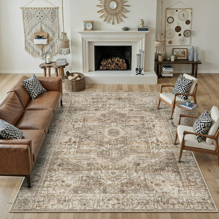 BERTHMEER 6'x9' Vintage Area Rugs for Living Room Bedroom Dining Room Washable Rugs Non-slip, Gol... | Walmart (US)