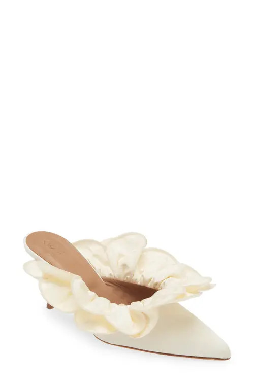 Brother Vellies Stell Ruffle Pointed Toe Mule in Ivory at Nordstrom, Size 7 | Nordstrom