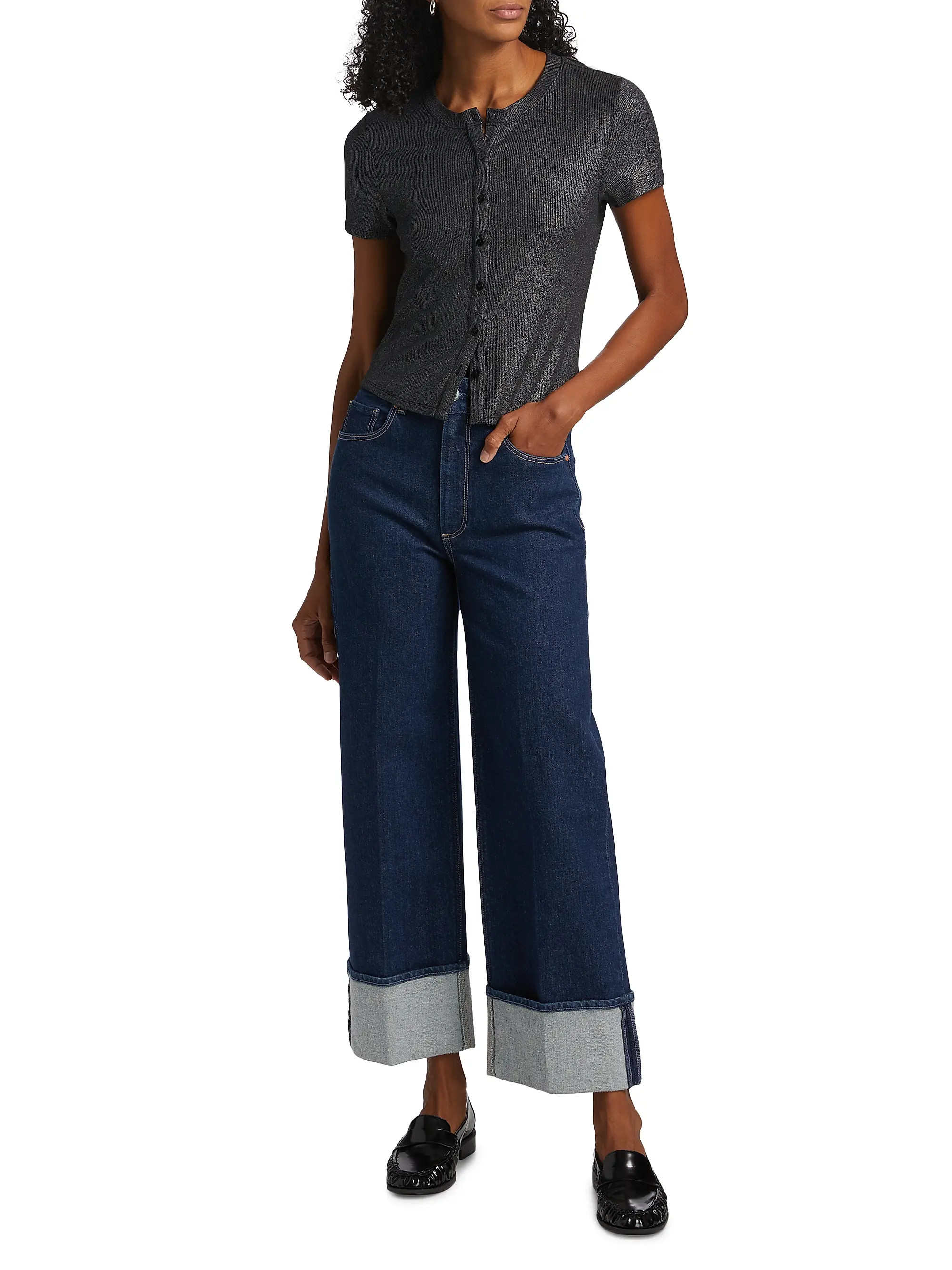 Sasha Wide-Cuff Jeans | Saks Fifth Avenue