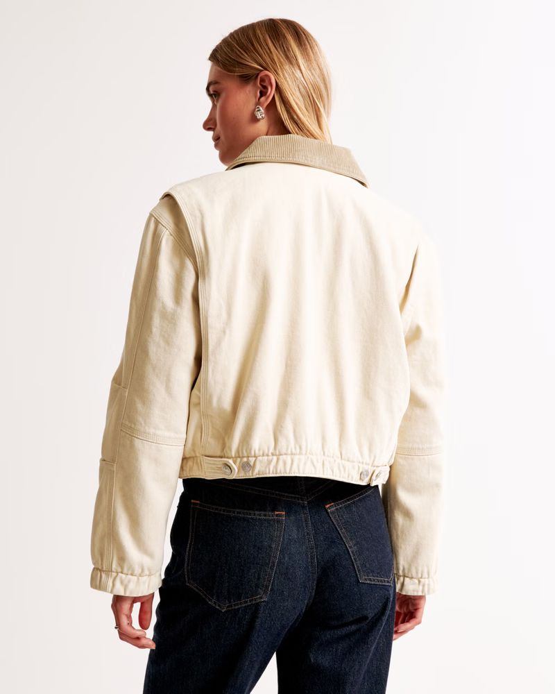 Cropped Twill Workwear Jacket | Abercrombie & Fitch (US)