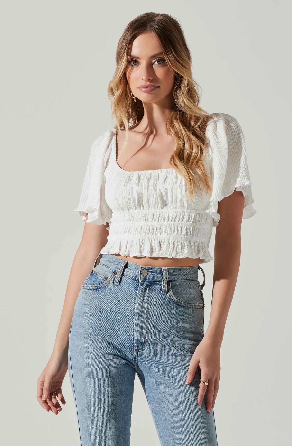 Flutter Sleeve Lace Back Top | ASTR The Label (US)