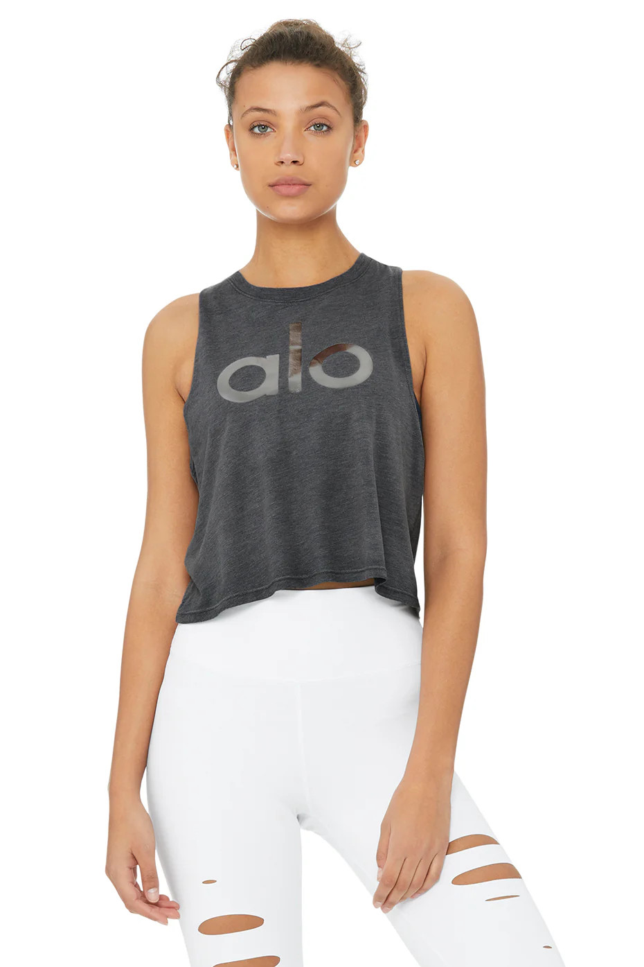 Alo Yoga Alo Signature Tank - Anthracite - Size XS - Sueded triblend jersey | Alo Yoga