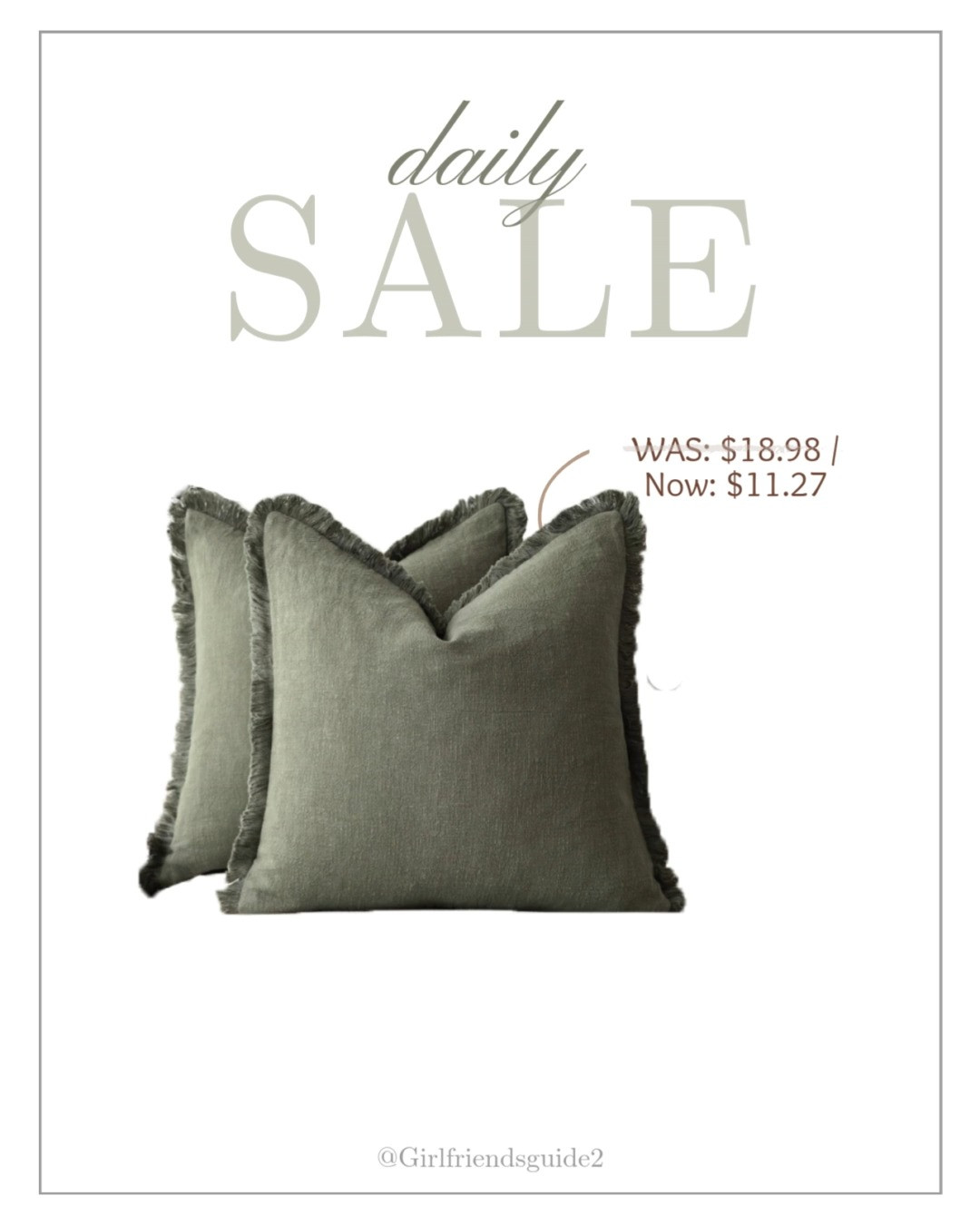 Set of 2 - 18" x 18" Olive Green Solid Print Linen Fringe Throw Pillow Covers from Walmart.  

#fall #pillows #walmart 

 #LTKHome #LTKSaleAlert #LTKFindsUnder50