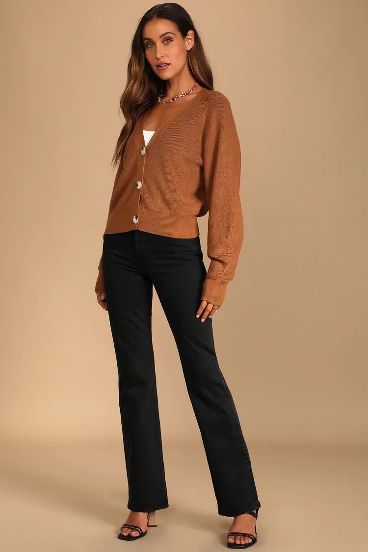 Button Me Up Tan Knit Cardigan Sweater | Lulus (US)