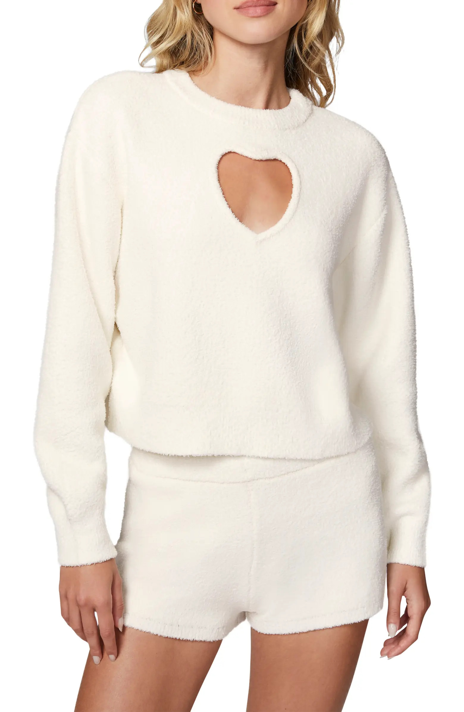 Cloud Heart Cutout Bouclé Sweater | Nordstrom