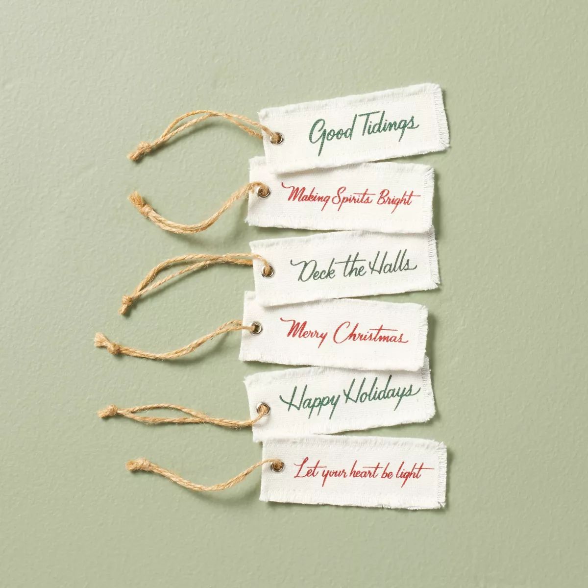 Christmas Sentiments Fabric Gift Tags (Set of 6) - Hearth & Hand™ with Magnolia | Target