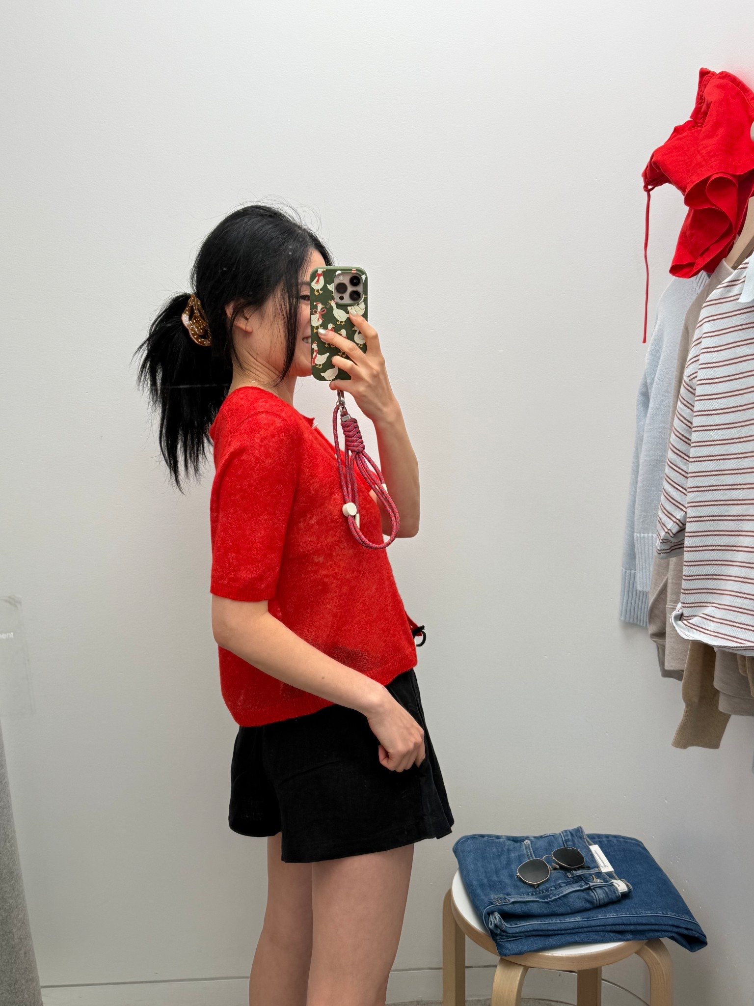 Top: xs. Looks very good in person. It’s sheer so you can wear a tank underneath or just a bra. 
Linen shorts: runs large. In a xs

#LTKcanada #LTKsummer #LTKpetite