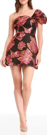 Olive Floral Jacquard Off the Shoulder Cocktail Minidress | Nordstrom