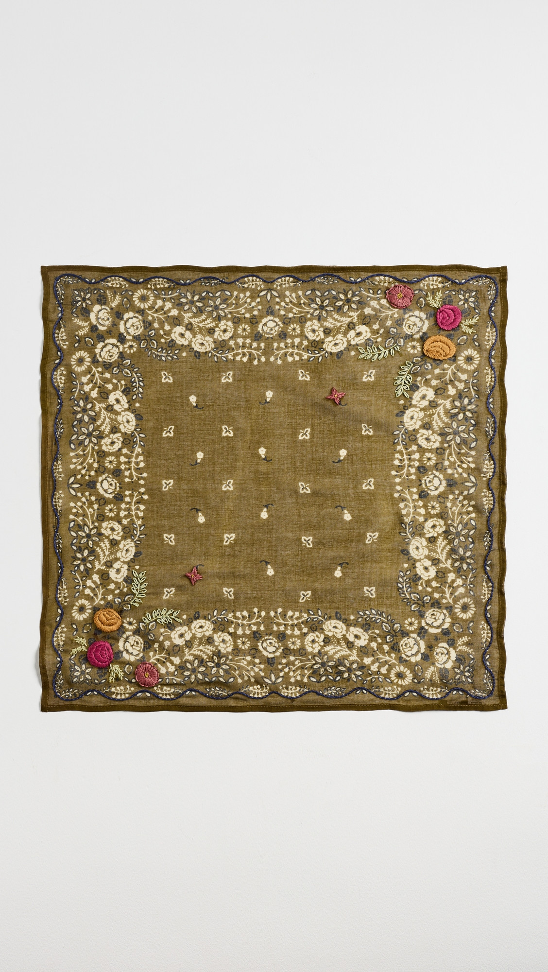 Chan Luu Embroidered Floral Bandana Mood Indigo One Size | Shopbop