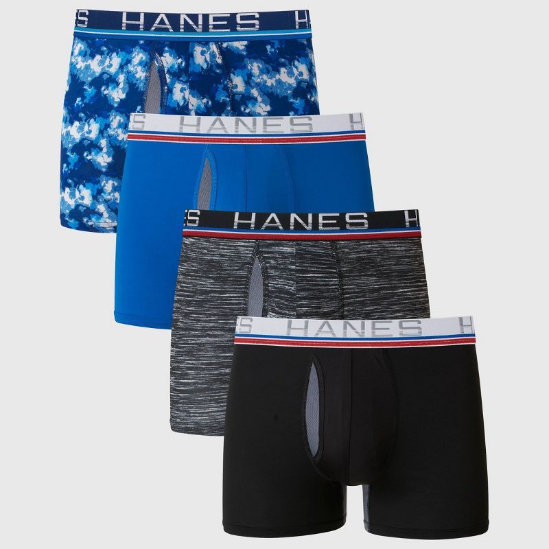 Hanes Premium Men's Xtemp Total Support Pouch 3+1 Trunk - Blue/Gray | Target