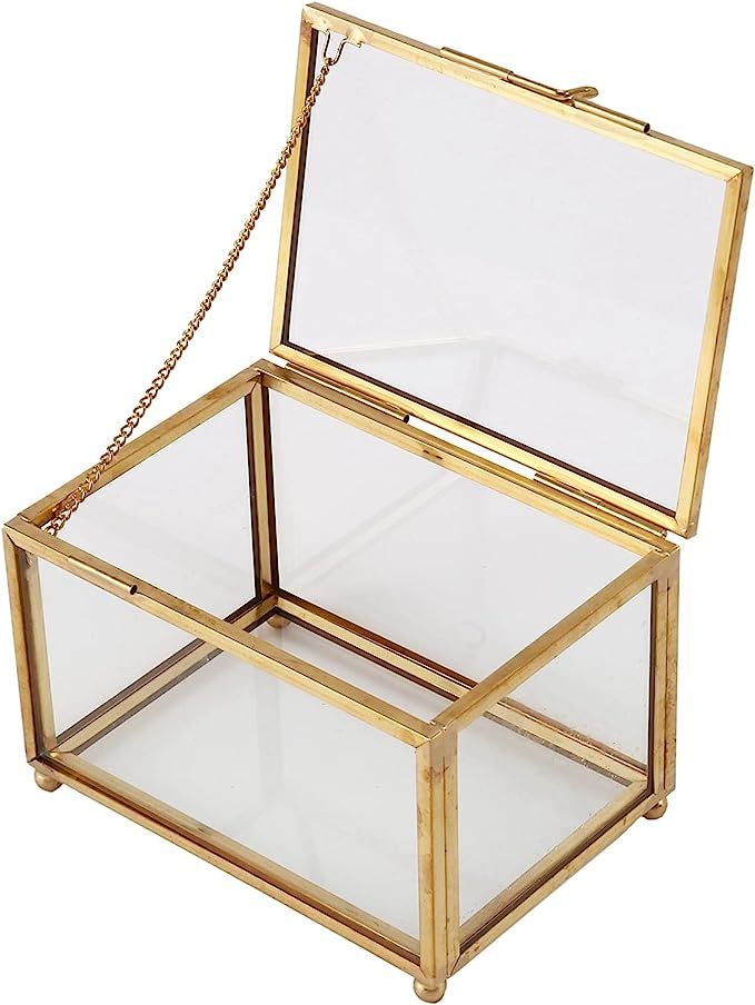 Exanko Geometric Glass Style Jewelry Box Table Container for Displaying Jewelry Keepsakes Home De... | Amazon (US)