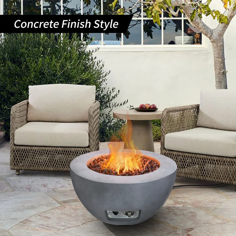 Floryn 13.4'' H x 25'' W Concrete Propane Outdoor Fire Pit Table | Wayfair North America