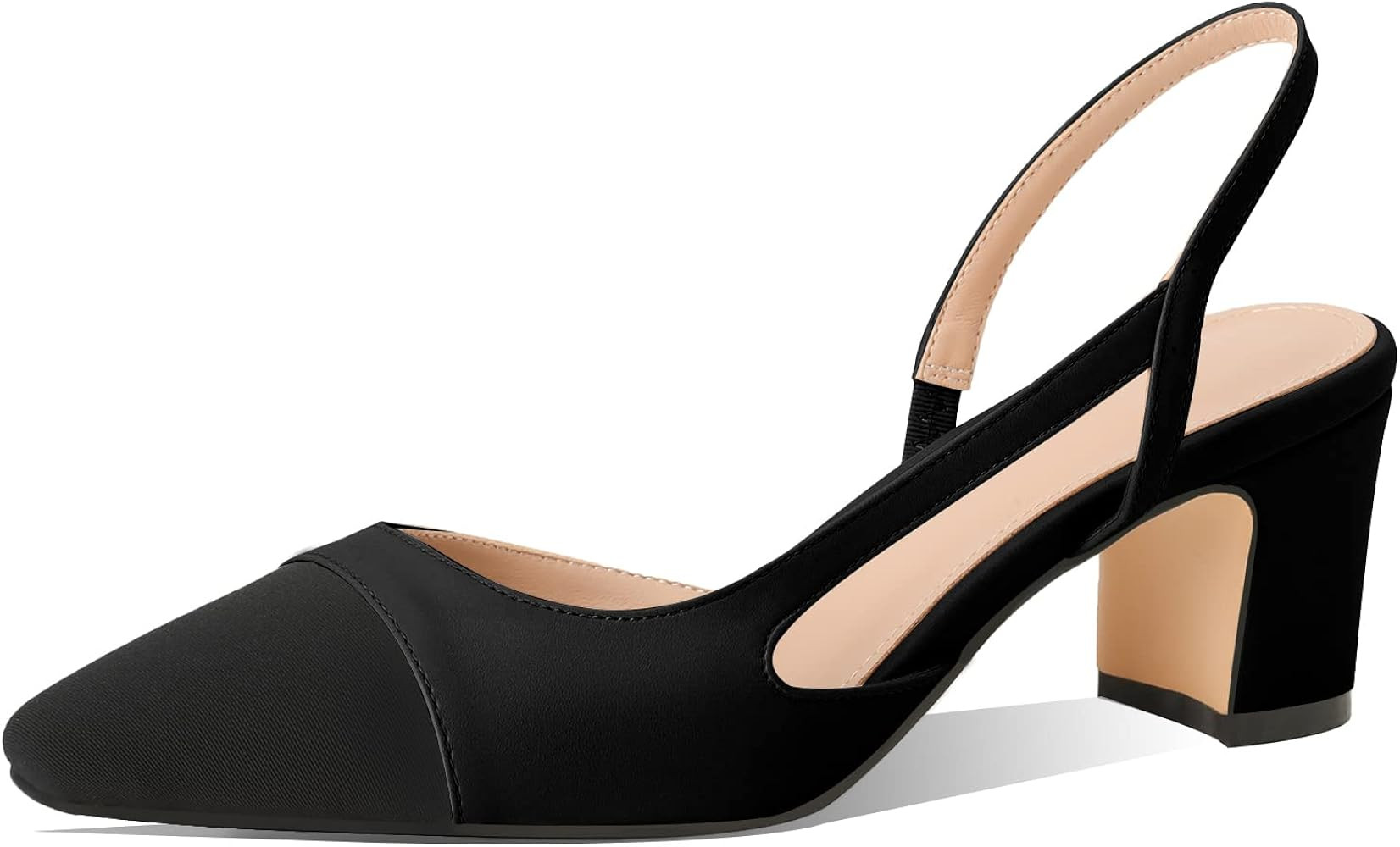 MIRAAZZURRA Women Sling Back Pumps Chunky Heels Sexy Splicing Round Toe Casual Wedding Shoes for ... | Amazon (US)