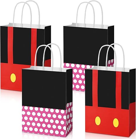 Joottuan 24 Pack Red Mouse Theme Party Favor Goodie Gift Bags Candy Paper Bag with Handle for Kid... | Amazon (US)