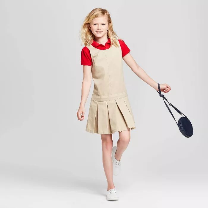 Girls' Uniform Woven Jumper - Cat & Jack™ Khaki | Target