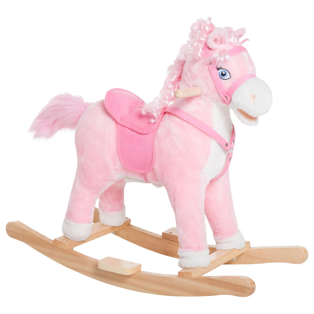 Qaba Kids Ride on Rocking Horse Toddler Plush Toy with Realistic Sounds and Swinging Tail for 3 Y... | Target