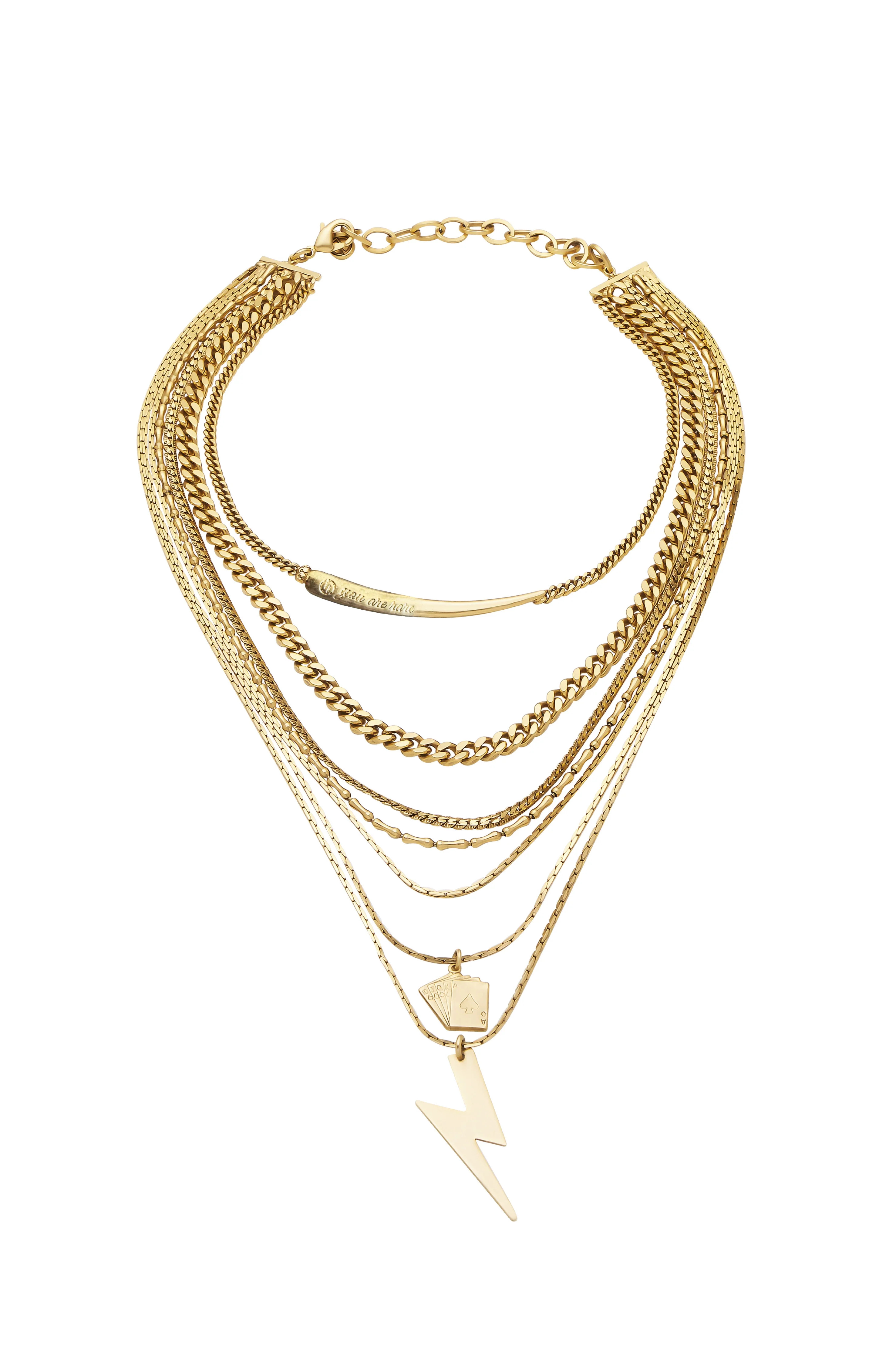 Joey II | 18K Gold Plated Layered Chain Charm Necklace | Dylanlex