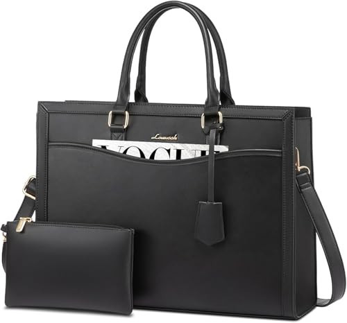 LOVEVOOK Laptop Tote Bag for Women, Leather Office Work Bag Briefcase fit for 17.3 inch Laptop, Large Teacher Computer Bag Handbag,2pcs Set | Amazon (US)
