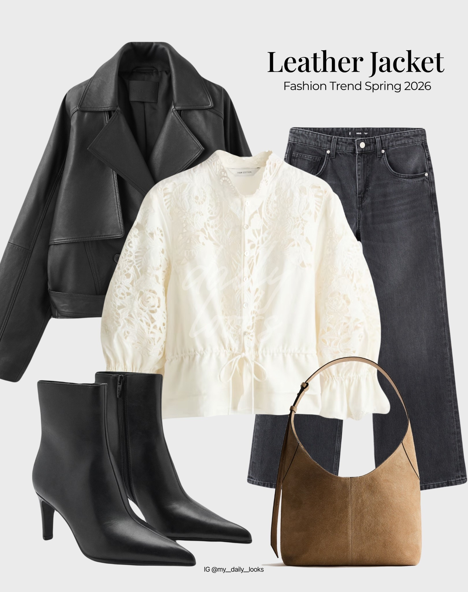 The Leather Jacket Edit 🖤 

Tags: spring outfits, leather jacket looks, spring jacket, leather jacket season, 2026 trends, workwear, H&M new-in, Mango new-in, easy styling, simple everyday look, chic & basic outfit, Parisian look, casual outfit, capsule wardrobe, office look, high street, embroidered blouse.

#LTKFashionMonth #LTKstyletip, #LTKSpring


#LTKgrwm #LTKWorkwear #LTKspring
