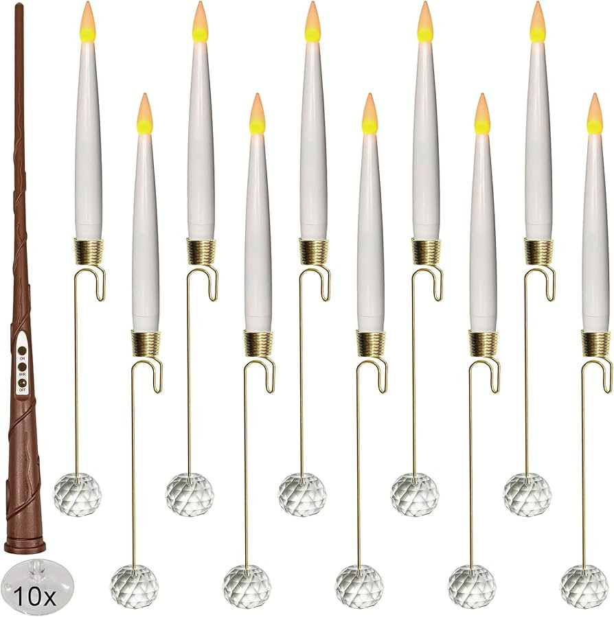 Leejec 10 Pcs Christmas Tree Candles with Crystal Drops, Wand Remote Window Candle with Timer, Ba... | Amazon (US)