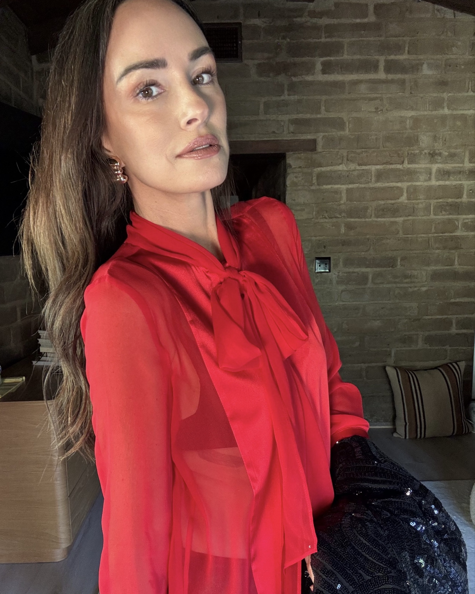 Plenty of Holiday Cheer in this silk, sheer bow-tied blouse from Retrofete. Pick a statement piece like this for your party circuit and you’ll be the most glam gal there! 
 🎄🎄🎄