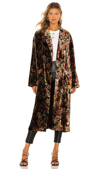 Simone Velvet Duster in Black Rose Combo | Revolve Clothing (Global)