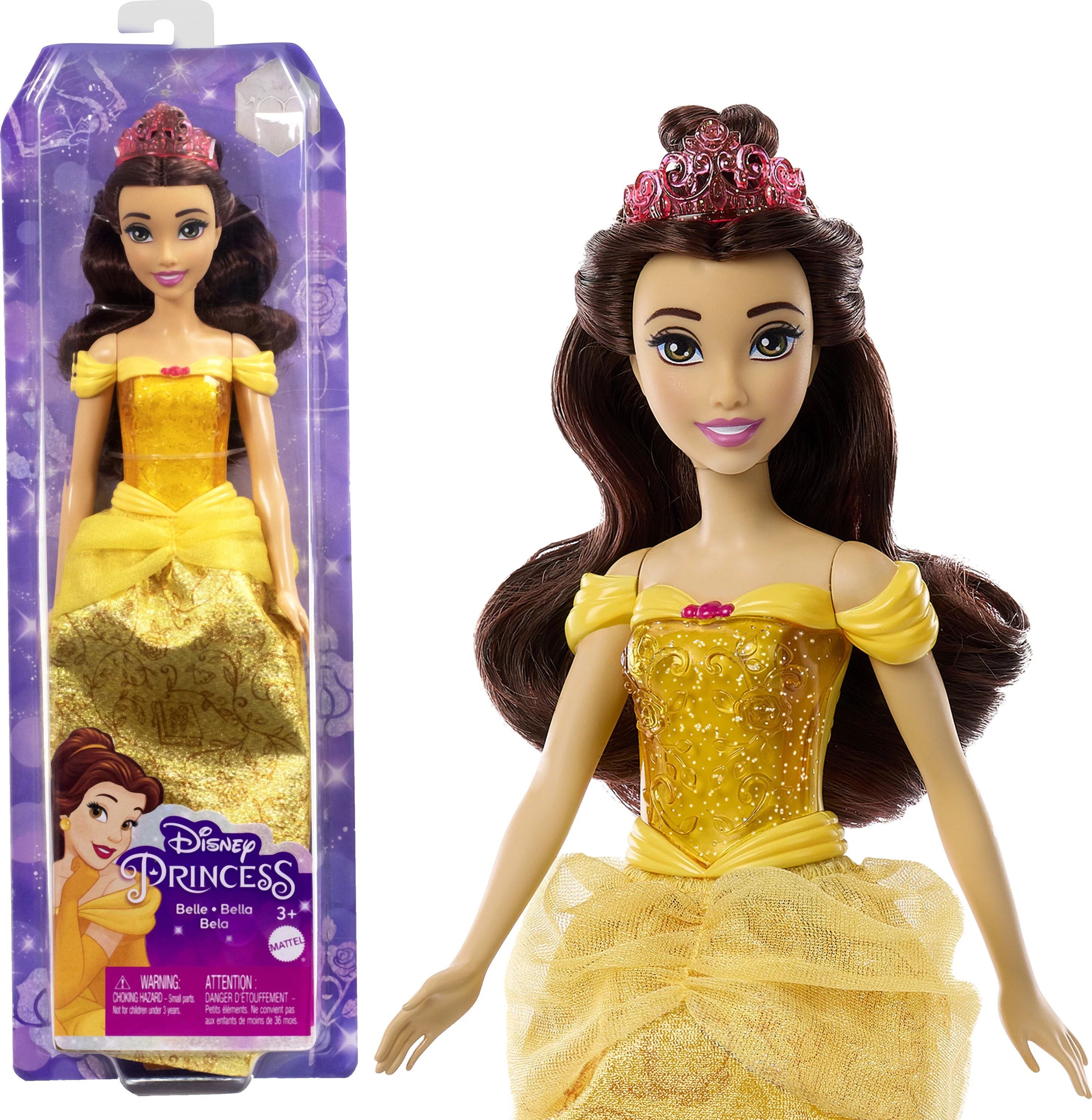 Disney Princess Belle Fashion Doll with Brown Hair, Brown Eyes & Tiara Accessory - Walmart.com | Walmart (US)